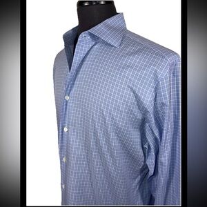 CANALI 1934 SILVER LABEL BLUE CHECK DRESS SHIRT SZ 16 ITALY